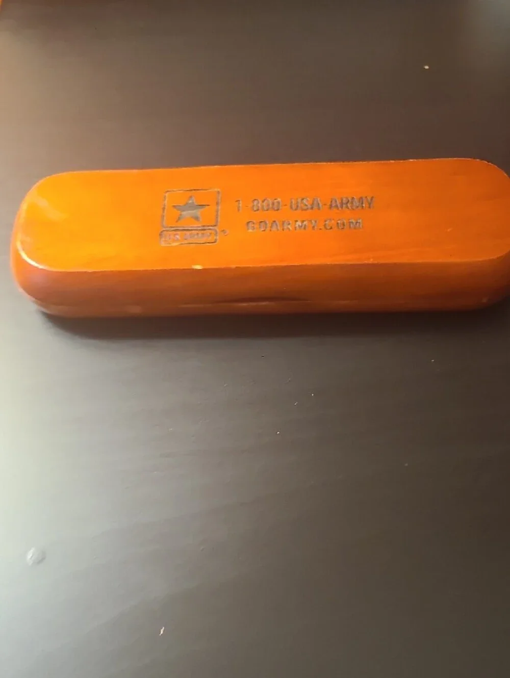 U.S. Army Orange Wood Set Pen and Pencil  With Black Logo Case.